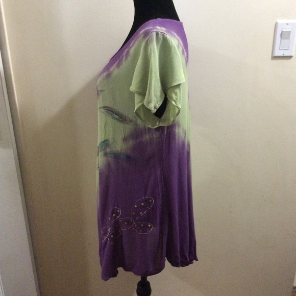 Asymmetrical tie dye dress / cover up - Picture 3 of 8